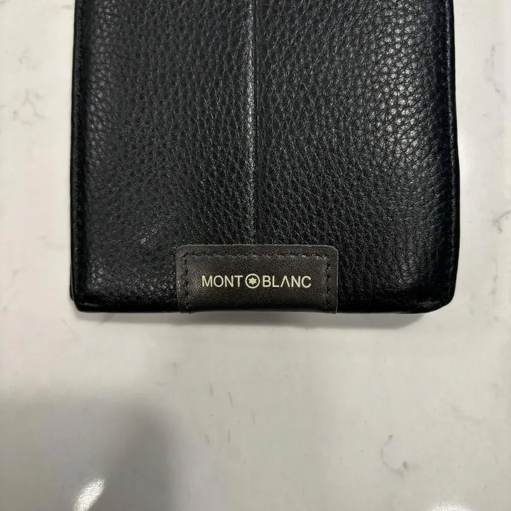 Montblanc Bifold Wallet Mens One Size Leather Black Luxury Suede Lining EUC